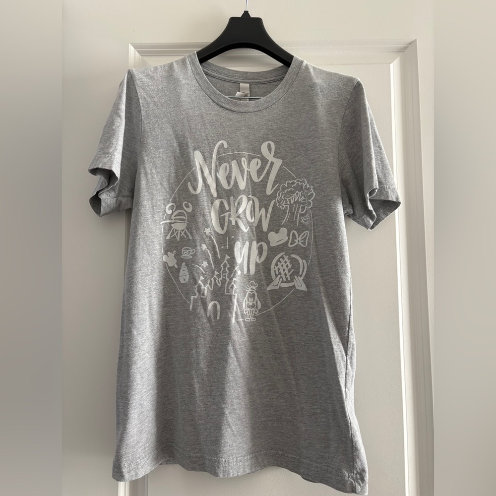 Never grow up women’s size S t-shirt - gray